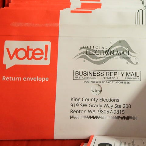 Vote-by-mail ballots on Aug. 5, 2020, at a electio