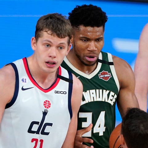 Giannis Antetokounmpo and Moe Wagner exchanged wor
