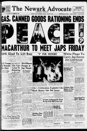 The front page of The Newark Advocate on V-J Day, Aug. 15, 1945.