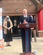 Gov. Tom Wolf talks about the creation of a COVID-19 Response Task Force for Health Disparity at a news conference in York Thursday. The idea is to communicate issues about how the pandemic is affecting minority and marginalized populations.