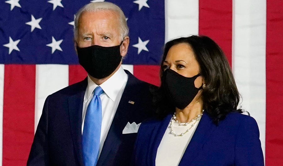 Democratic presidential candidate Joe Biden and his running mate, Sen. Kamala Harris, D-Calif., will have to limit their personal appearances during the presidential campaign.