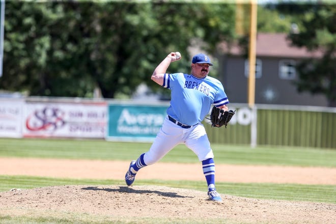 Bryce Ahrendt pitched all nine innings of Sunday's championship game to earn Class A MVP honors at the state amateur baseball tournament at Cadwell Park in Mitchell.