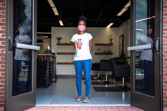 Nekita Sullivan, owner of Butterfly Eco Beauty Bar in Clemson, Friday, August 14, 2020. Sullivan opened her salon in February before being forced to close down in March due to COVID-19.