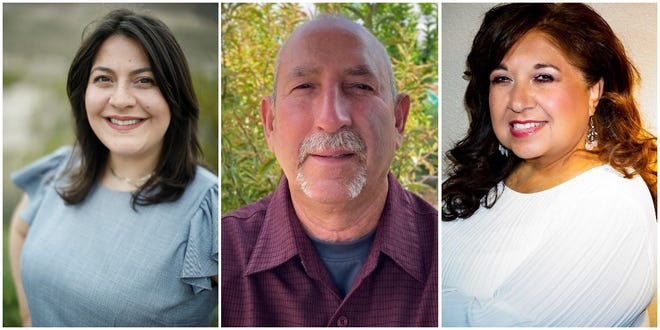 Incumbent District 2 city Rep. Alexsandra Annello, left, faces challengers James Arthur Campos and Judy Gutierrez.