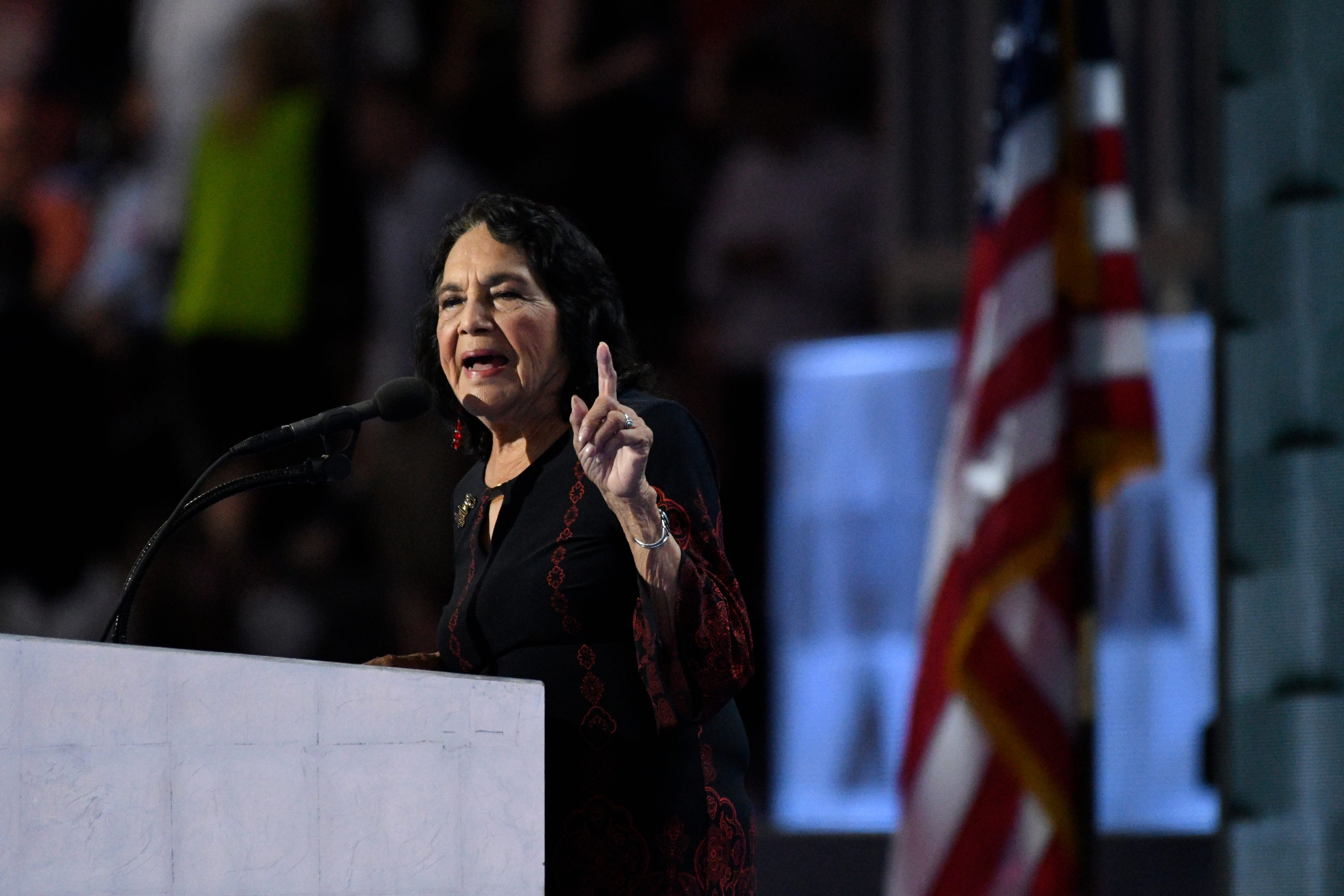 Rights leader Dolores Huerta has been active in politics since the 1960s, when she worked with Robert Kennedy. She spoke at the 2016 Democratic National Convention in Philadelphia and is currently supporting Kennedy's grandson, Joe Kennedy, in his U.S. Senate bid.