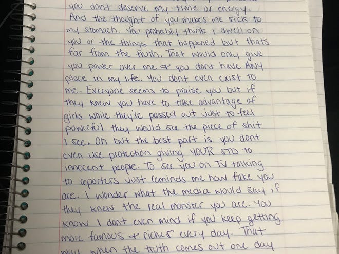 One of the women who alleges Derrius Guice raped her at LSU was asked by counselors in rehab to write a letter to the person she despised the most, whom she said was Guice.