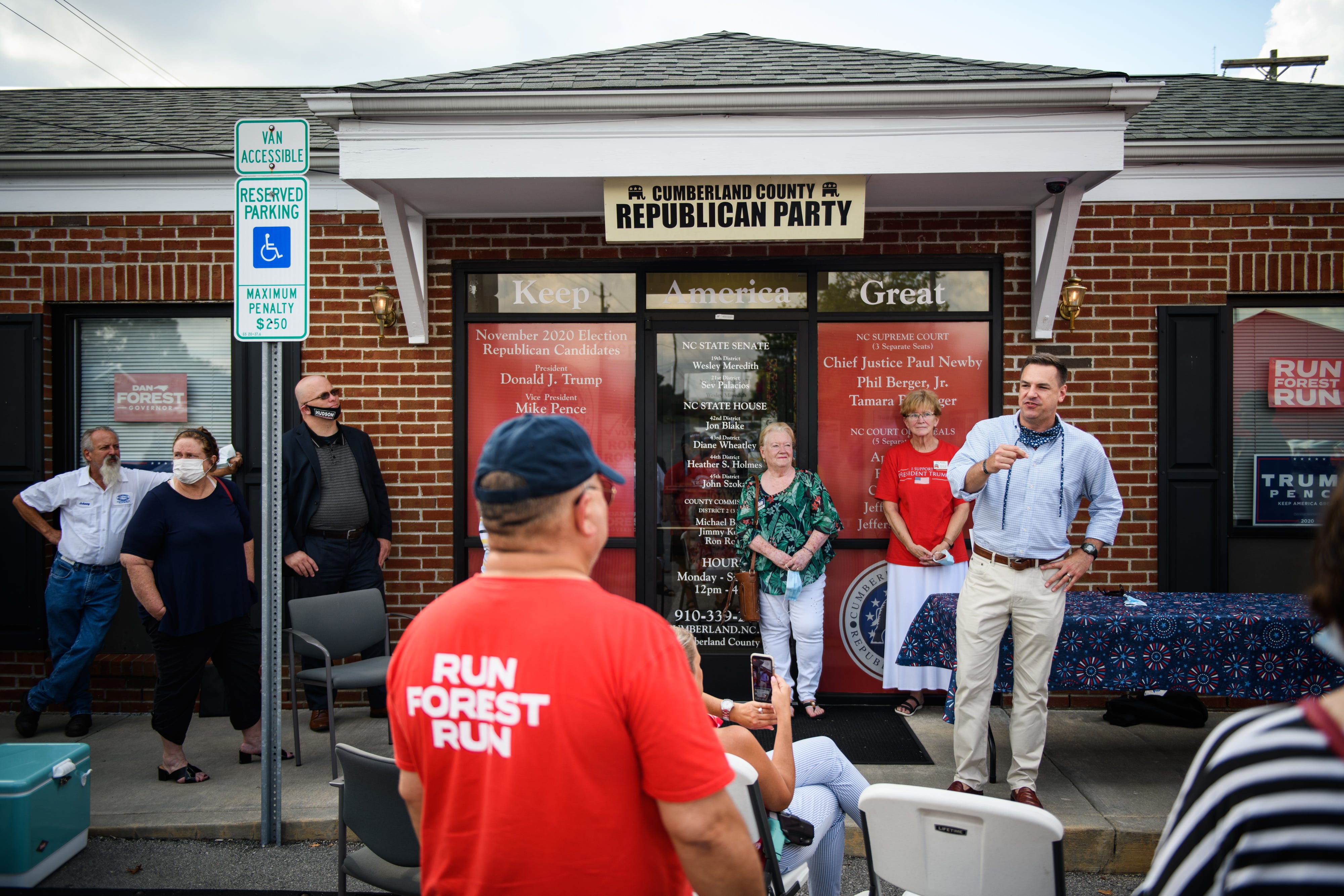 U.S. Rep. Richard Hudson speaks at the Cumberland County Republican Party headquarters on Wednesday, Aug. 19, 2020. He told supporters that victory in Cumberland County and the 8th District is critical for President Donald Trump to win North Carolina and a secon term.