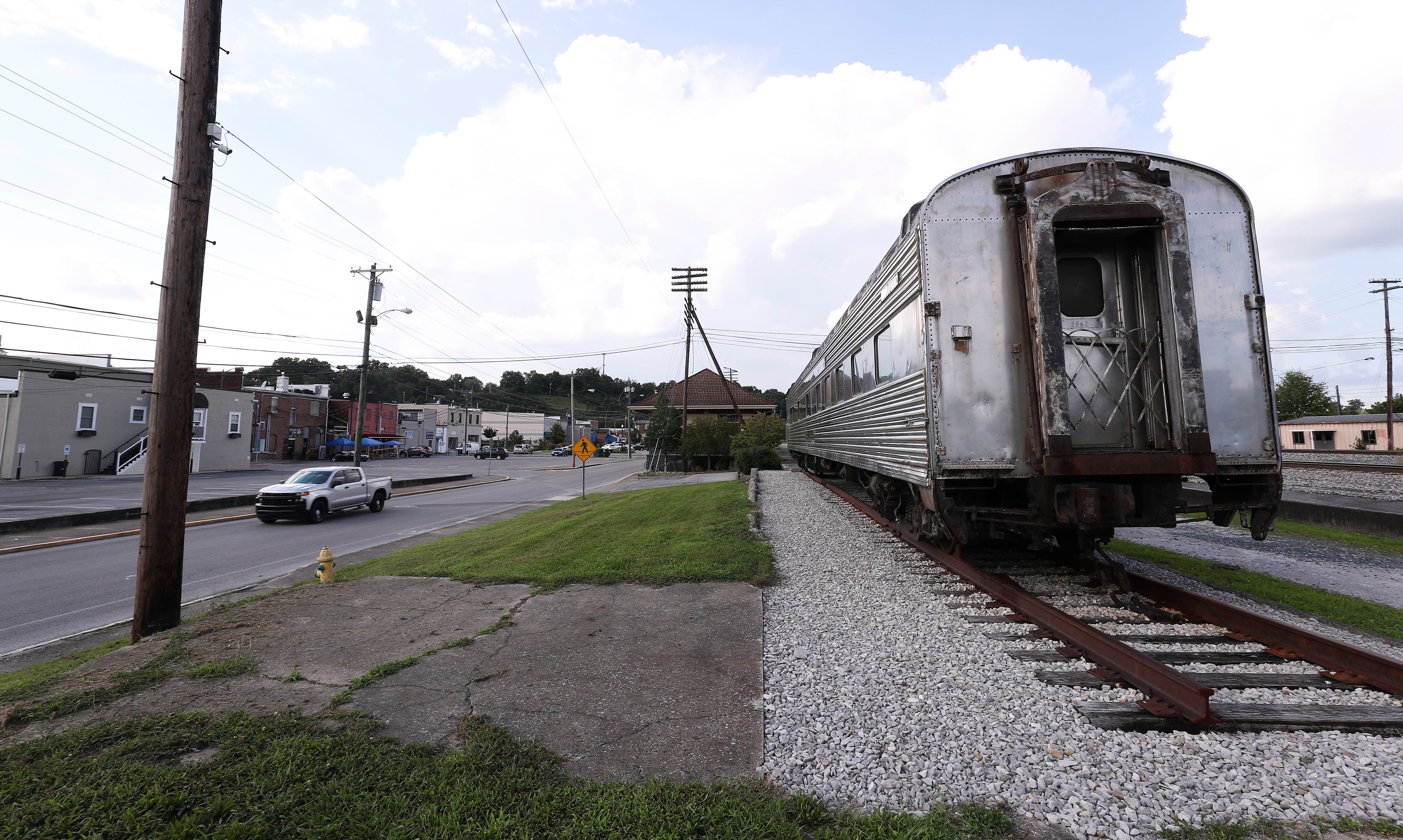 A historical train depot is located in downtown Corbin, Ky. on Aug. 13, 2020.  Corbin is a former “sundown” town where Black residents were forced out at gunpoint a century ago.