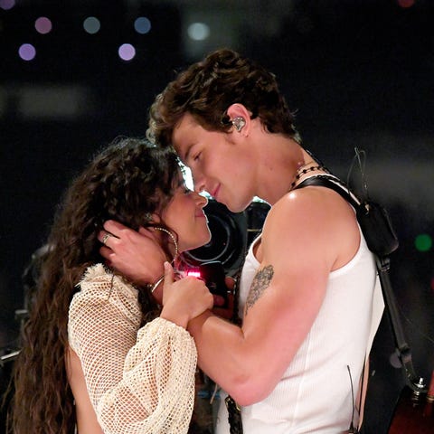 Camila Cabello and Shawn Mendes perform at the MTV