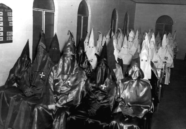 A meeting of the Ku Klux Klan in a Mulberry church on December 30, 1956.