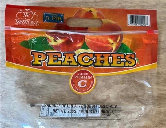 Prima Wawona peaches distributed to retailers such as Aldi have been recalled due to a risk of Salmonella contamination.