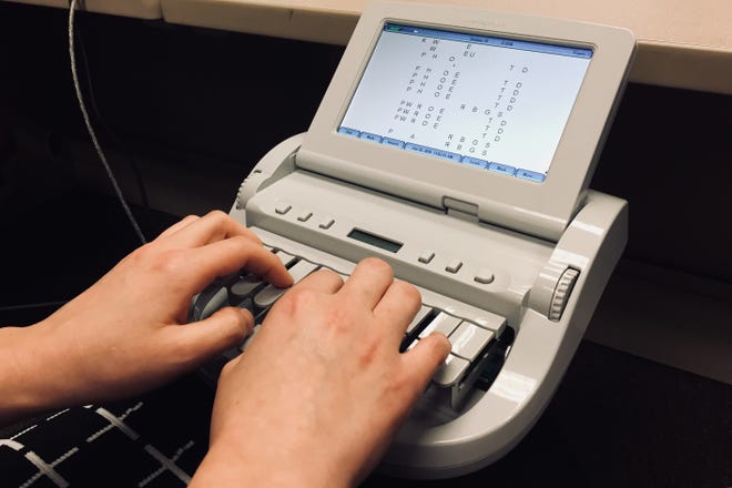 A stenograph machine is used by court reporters to document court proceedings.