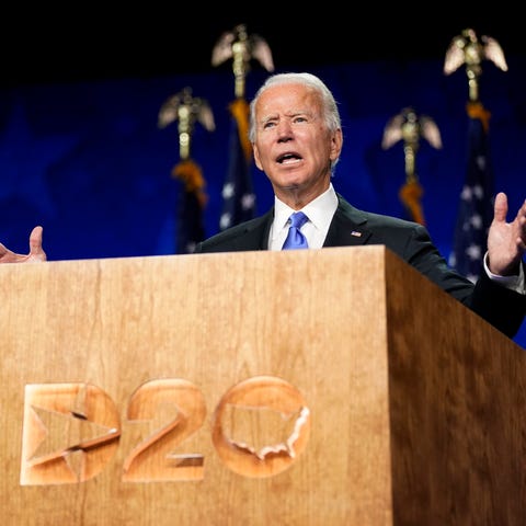 Democratic presidential nominee Joe Biden addresse