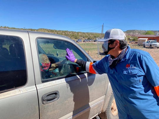 Navajo Nation President Jonathan Nez on May 1, 2020 helped deliver food to families on the Navajo Nation during the COVID-19 pandemic.