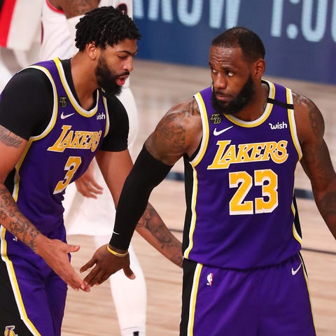 LeBron James (23) and Anthony Davis (3) combined f