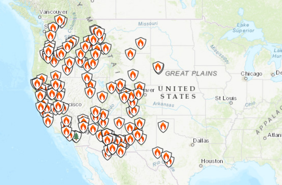 wildfire map of the usa