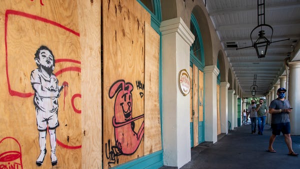 New Orleans' French Market is boarded up before Tr