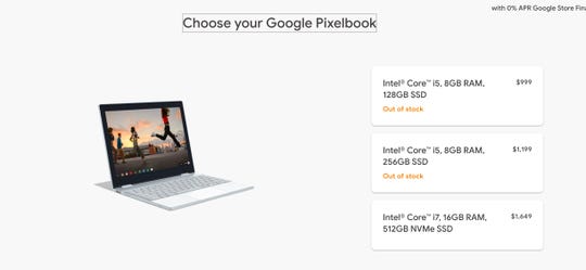 Google Chromebooks are out of stock.