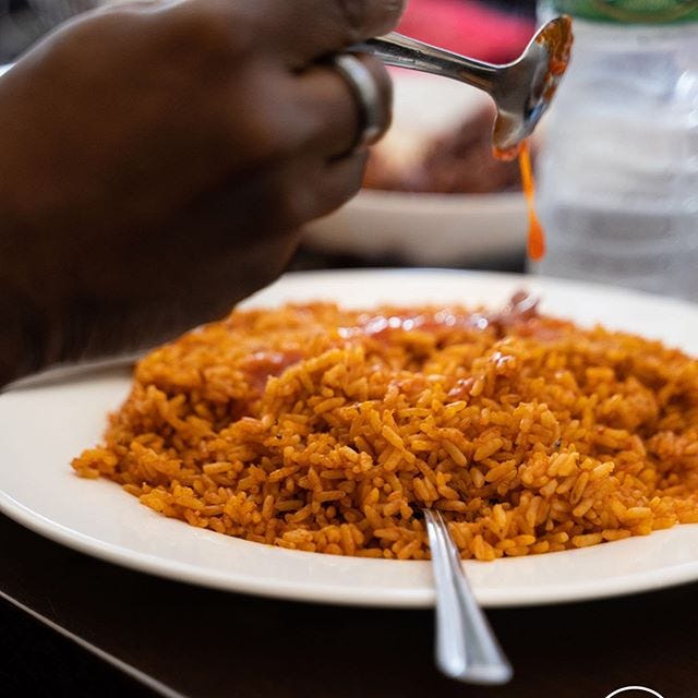 Jollof rice from Olaide's Kitchen, Parlin.