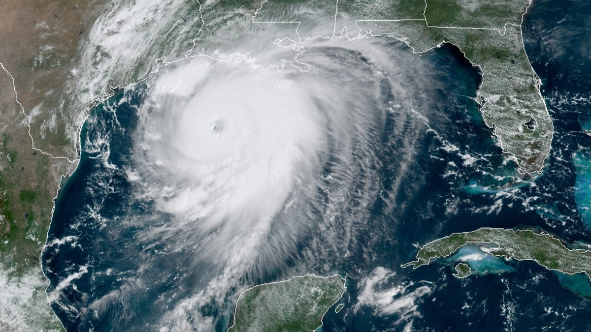 Hurricane Laura spins in the Gulf of Mexico on  Aug. 26.