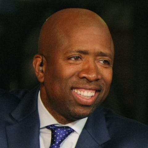 Former NBA players Kenny Smith, left, and Charles 