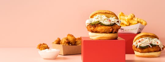 Hot Chick'n sandwich, Hot Chick’n Bites and Hot Spicy Cheese Fries
