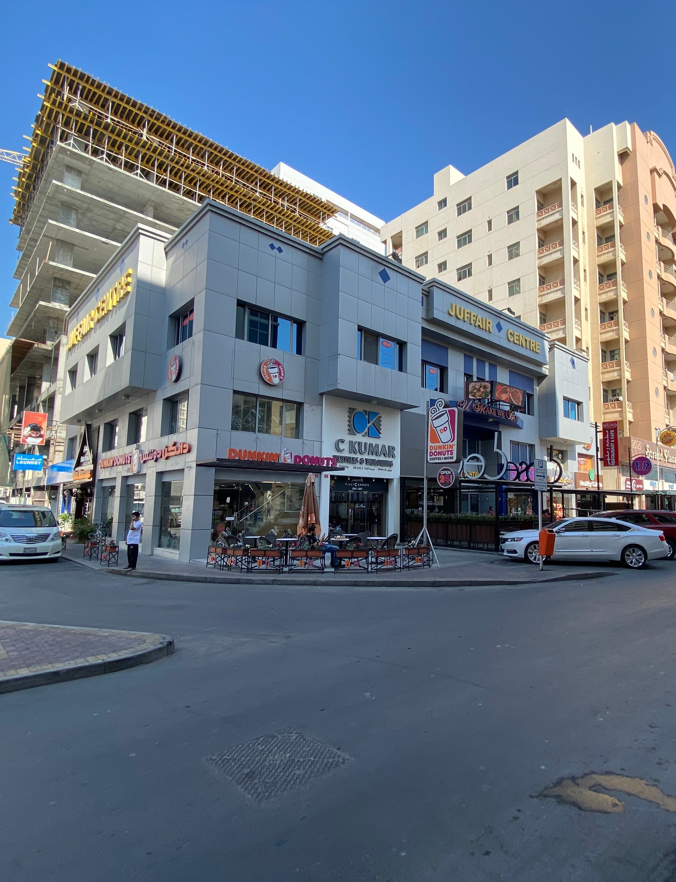 A street corner on "American Alley," in Bahrain. Photo date: November 2019.