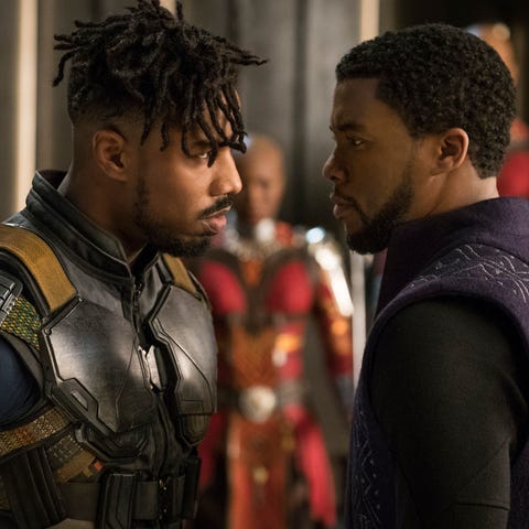 Erik Killmonger (Michael B. Jordan) and T'Challa/B