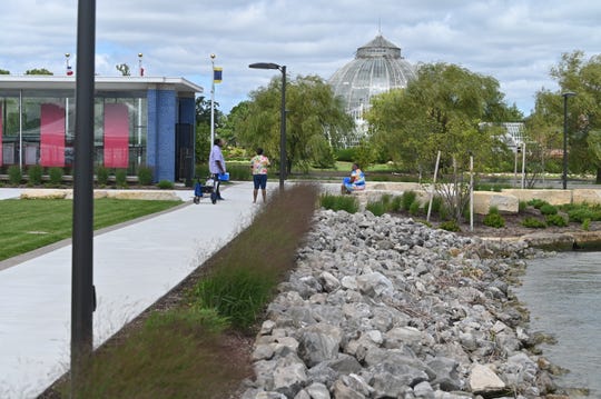 A new walkway and shoreline stabilization are just a few of the many improvements made at the Dossin Great Lakes Museum on Saturday, August 29, 2019.