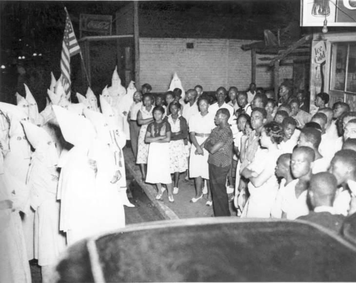Black residents of Lakeland confronted the Ku Klux Klan along Dakota Avenue, now Martin Luther King, Jr., Avenue, as the Klan marched in 1938. Black citrus workers were trying to organize a union and the Klan arrived to try to stop the movement.