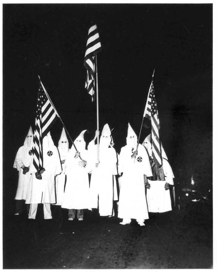 The Ku Klux Klan marched along Dakota Avenue, now Martin Luther King Jr. Avenue, in Lakeland in 1938. Black citrus workers were trying to organize a union and the Klan arrived to try and stop the movement.