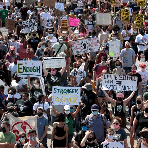 Protesters on Aug. 29, 2020, in Kenosha, Wisconsin