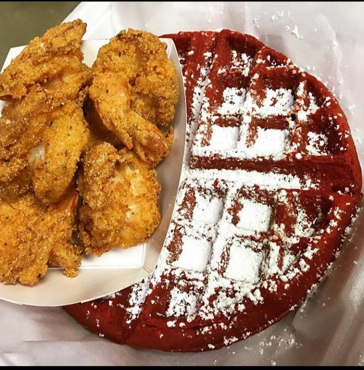 Ms. Sweetea's Comfort Food Cafe and Bakery in Pine Hill is known for its chicken and red velvet waffles, among other foods.