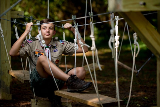 Ethan Furr, 15, built a ropes course on the grounds of The Bodine School in Germantown for his Eagle Scout project. Photographed Monday, Aug. 31, 2020, at the school in Germantown.