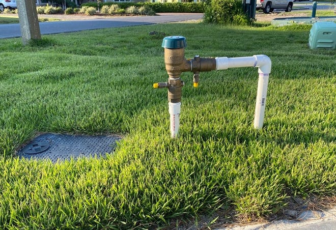 An example of an backflow valve, which is required by the Florida Department of Environmental Protection.