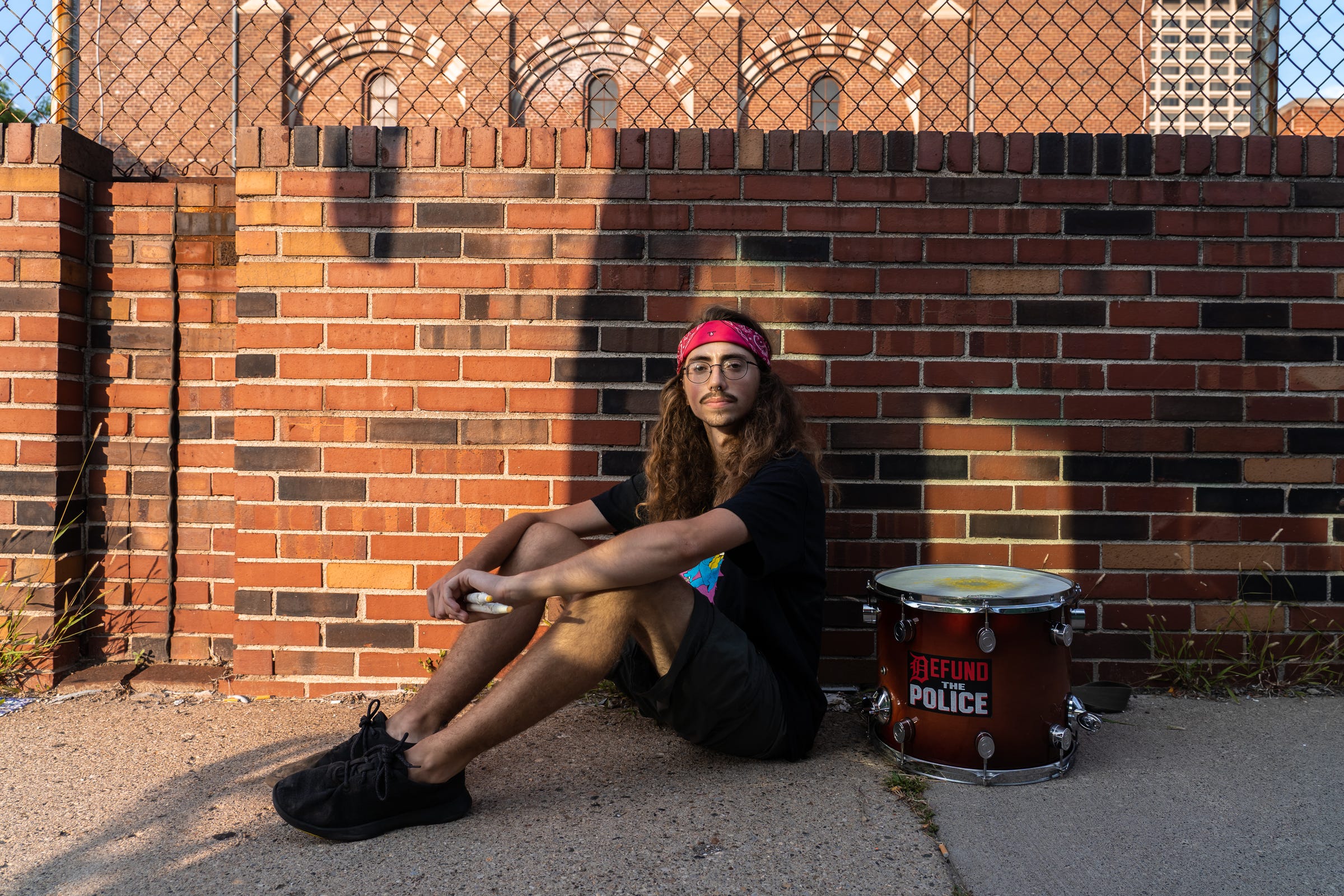 Gage Parcival of Detroit poses for a photo in downtown Detroit on Thursday, August 27, 2020 before a march against police brutality with Detroit Will Breathe.