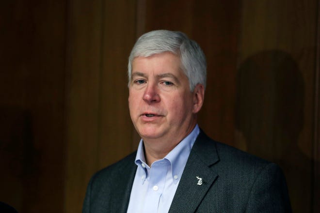 Former Michigan governor, Rick Snyder, on, March 13, 2017, in Detroit, Michigan.