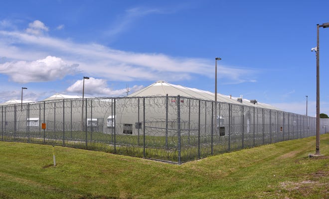Inmate housing tents at the Brevard County Jail, in Aug. 2020.