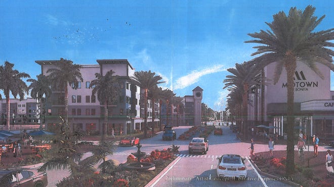 A rendering of Midtown at Bonita, an approved mixed-use project to be built at the northwest corner of Bonita Beach Road and Bonita Grande Drive.