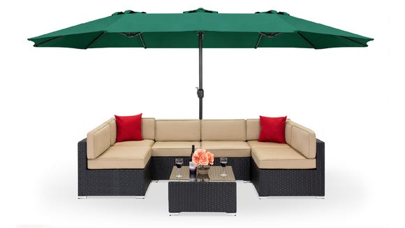 This large outdoor umbrella is one of many potential patio items to save on right now.