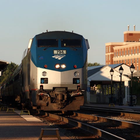 Amtrak makes a station stop at Alexandria, Virgini