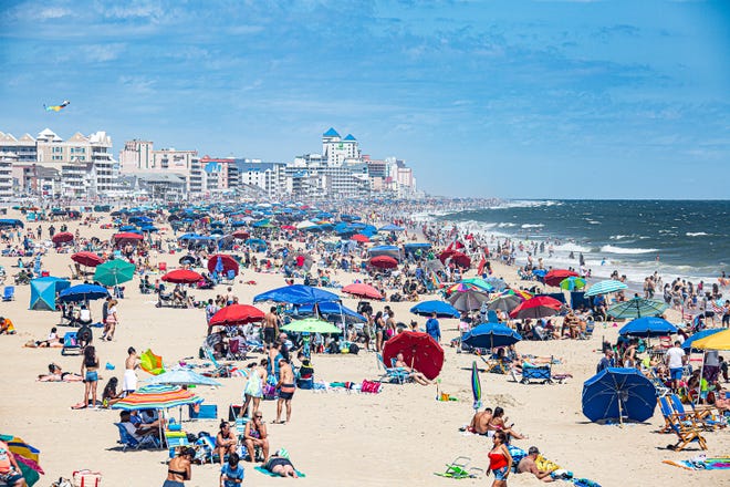 Thousands flocked to Ocean City to enjoy Labor Day on the beach and boardwalk. Beachgoers are seen Saturday, Sept. 5, 2020.