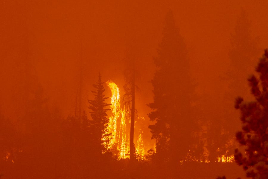 Creek Fire burns near Shaver Lake on Sunday, September 6, 2020.