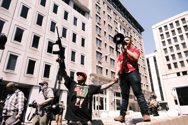 Protesters at an open carry protest on July 4, 2020, in Richmond, Virginia.