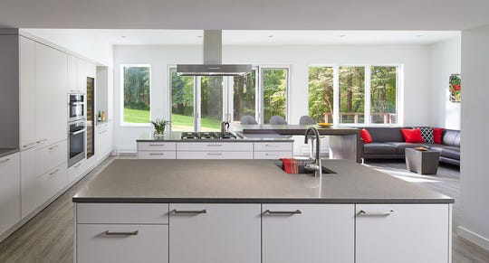 Designer Jonas Carnemark builds more connective kitchens by tearing down walls, which open to the outside. A formal, separate dining room has been tabled in favor of incorporating many types of seating as the kitchen area occupies more square footage.