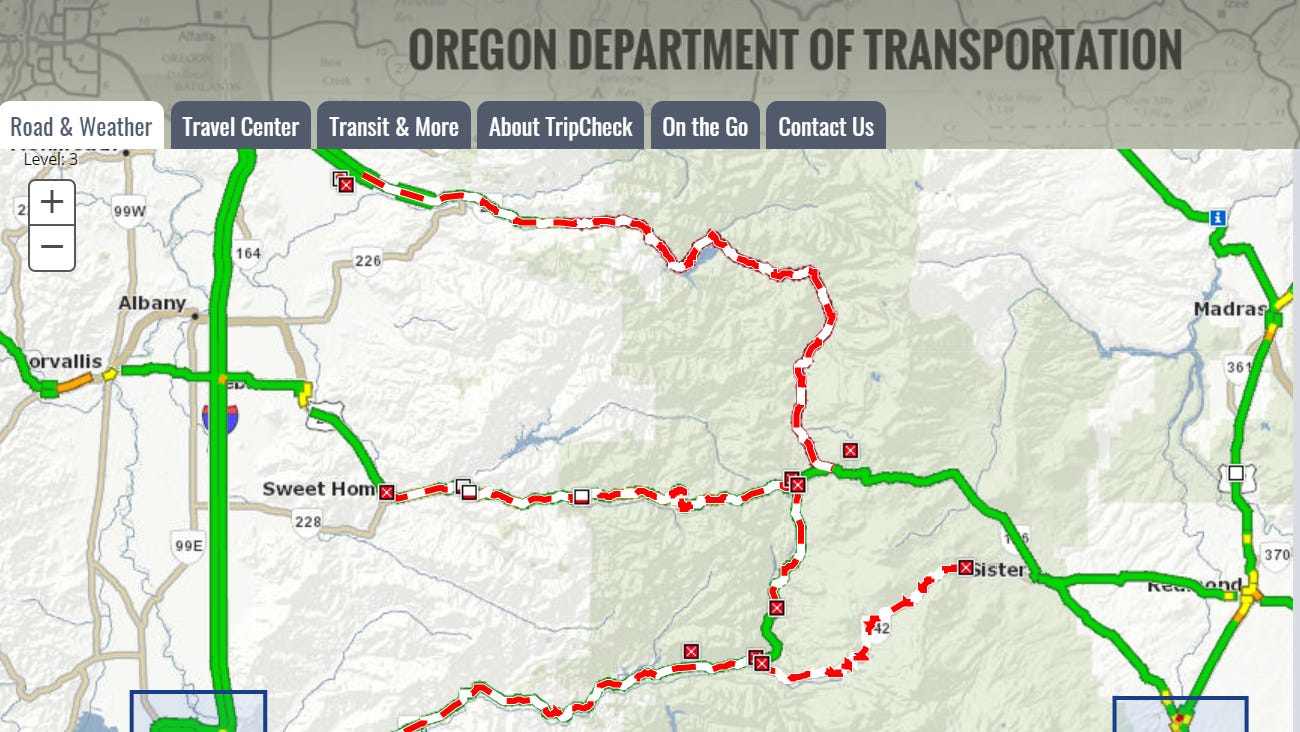 Oregon Road Closures Running List Of Odot Closures Due To Wildfires