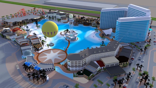 The former resort dubbed "Crystal Lagoons" was approved by the Glendale City Council in 2020. Since then, an Arizona-based company VAI Resort purchased the project. VAI will double the number of hotel rooms and reimagine the look originally planned by Crystal Lagoons shown in this photo.