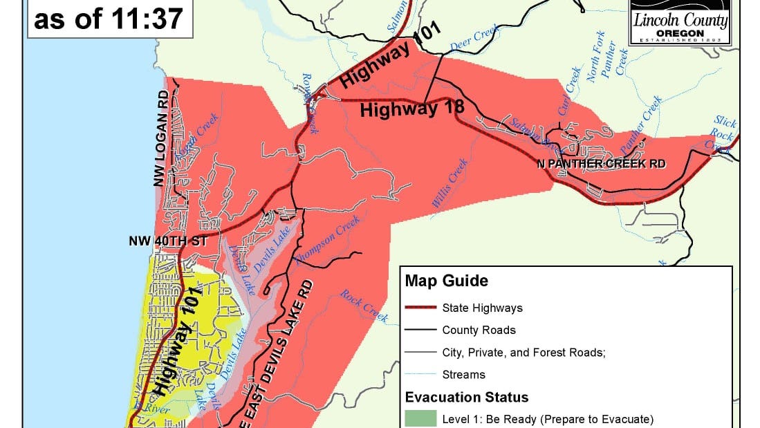 Echo Mountain Fire prompts Lincoln City evacuations, Hwy 101 closed