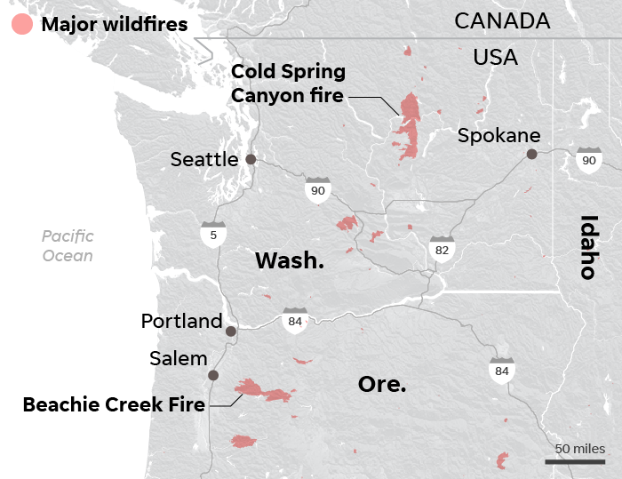 Fire Map California Firefighters Injured Oregon Wildfire Evacuations
