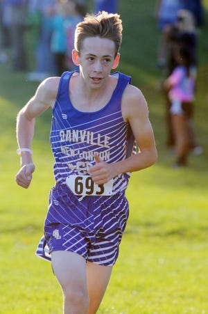 Danville-New London's Alexander Julian (693) during the boys varsity race at the SEI Superconference meet, Thursday Oct. 4, 2018 in Columbus Junction. 